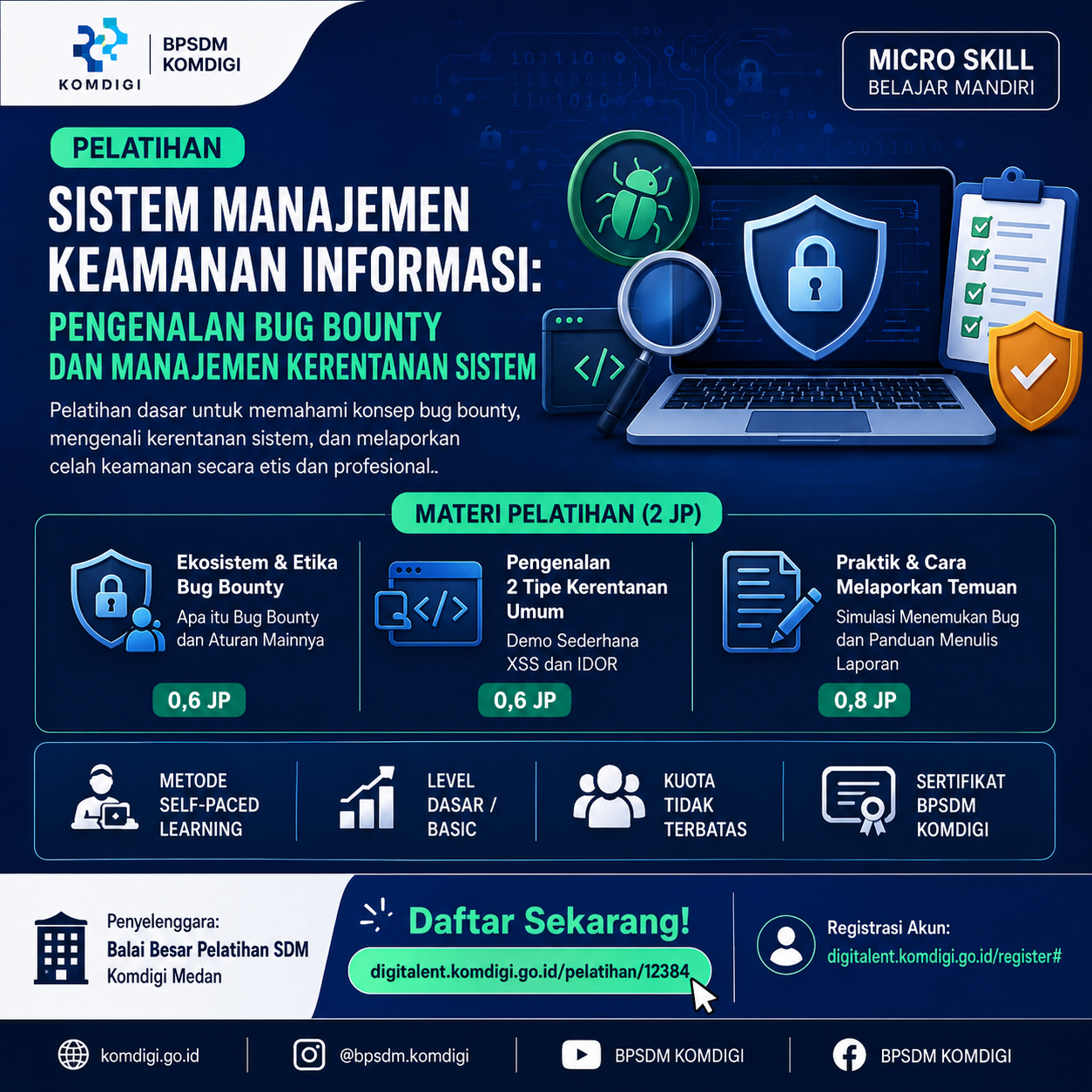 BBPSDMP Komdigi Medan Gelar Pelatihan Micro Skill SMKI tentang Bug Bounty dan Manajemen Kerentanan Sistem